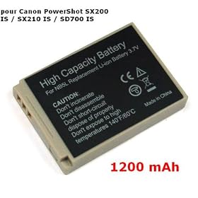 Mertrado - Batterie semblable NB-5L pour Canon PowerShot SX200 IS / SX210 IS / SD700 IS (1200 mAh)