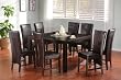 Square Dining Table with Lazy Susan & 8 Chairs 9pc Set Cappuccino Cherry Finish Furniture