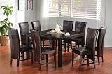 Square Dining Table with Lazy Susan & 8 Chairs 9pc Set Cappuccino Cherry Finish Furniture