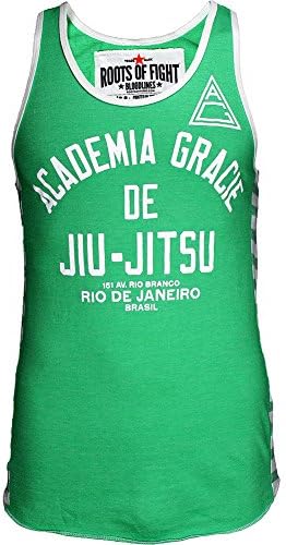 Roots of Fight Academia Gracie JJ Triblend Striped Tank Green Medium