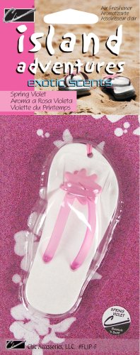 Sandal Flip Flops Car Air Freshener - White with Pink Flower