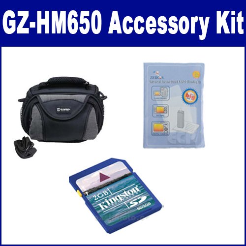 JVC GZ-HM650 Camcorder Accessory Kit includes: ZELCKSG Care & Cleaning, KSD2GB Memory Card, SDC-26 Case