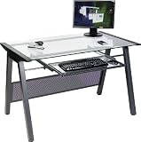 Teknik Clear Glass Bench Style Work Table Workstation Desk