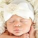 Newborn Hospital Hat, Misaky Newborn Baby Hats With Pretty Bow Flower Pearl (Free, White)