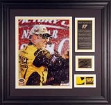 Matt Kenseth Framed 11x14 with Autographed Card, Race Used Sheet Metal and Race Used Fire Suit Pieces
