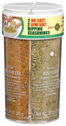 Dean Jacobs 4 Bread Dipping Seasonings, Low Salt and No Salt, 3.7-Ounce Large Jars (Pack... by Dean Jacobs