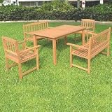 Trueshopping Five piece / Six Place 'Derwent' Garden / Patio Set: Table + 2 Armchairs + 2 x two seater Benches
