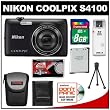 Nikon Coolpix S4100 14.0 MP Digital Camera (Black) with 8GB Card + Battery + Case + Accessory Kit Nikon Coolpix S4100 14.0 MP Digital Camera (Black) with 8GB Card + Battery + Case + Accessory Kit