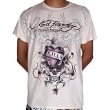 ED HARDY by faith Audigier Smet Mens Love Kills Slowly Tattoo Design Tee T-Shirt Beige