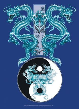 Tao Twin Dragons 30'' x 40'' Textile/Fabric Poster