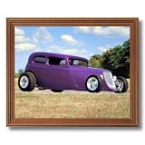 Vintage 1932 Ford Coupe Custom Car Automobile Wall Picture Oak Framed Art Print