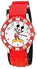 Disney Kids' W001573 Time Teacher Mickey Mouse Stainless Steel Watch with Red Nylon Strap