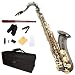 Cecilio 2Series TS-280BNG Black Nickel Plated B Flat Tenor Saxophone w/ Gold Plated Keys + Case, Mouthpiece, 11 Reeds, & More