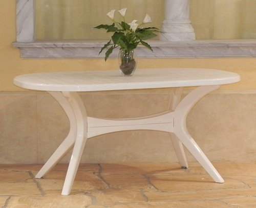 Steiner LYON Gartentisch Boulevardtisch 150 x 90cm oval wetterfest Weiß