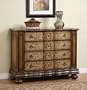 Masterpiece Floral Drawer Hall Chest in Cherry Finish Powell 382-333 WHT