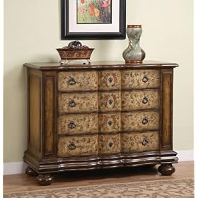 POWELL - Masterpiece Light Faux Cherry and Floral 4-Drawer Hall Chest - Item 382-333 by Powell Company