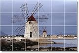 Windmill Picture Bathroom Tile Mural W026. 36x72 inches using (18) 12x12 ceramic tiles.