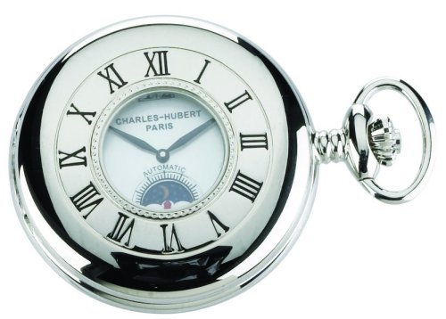 Charles-Hubert Paris Chrome-Plated Automatic Pocket Watch with Mother of Pearl Dial 3701W Charles-Hubert Paris Chrome-Plated Automatic Pocket Watch with Mother of Pearl Dial 3701W