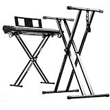 Duronic KS2B Height Adjustable Twin X Frame Keyboard Stand, with Quick Pull Release Mechanism - Black