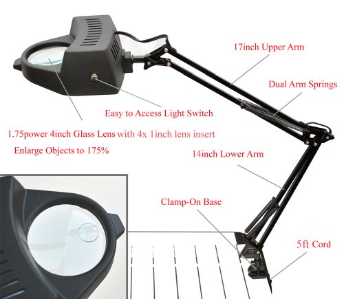 Artisan Clamp-on Swing Arm Magnifier Desk Light Magnifying Craft Lamp