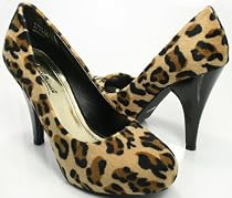 Leopard faux Pony Hair Round Toe Pumps Vegan