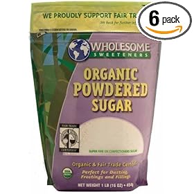 Wholesome Sweeteners Fair Trade Organic Powdered Sugar, 16-Ounce Pouches (Pack of 6)