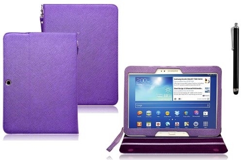 COD(TM) Stand Leather Case For Samsung Galaxy Tab 3 10.1 Inch 10.1 (Purple)