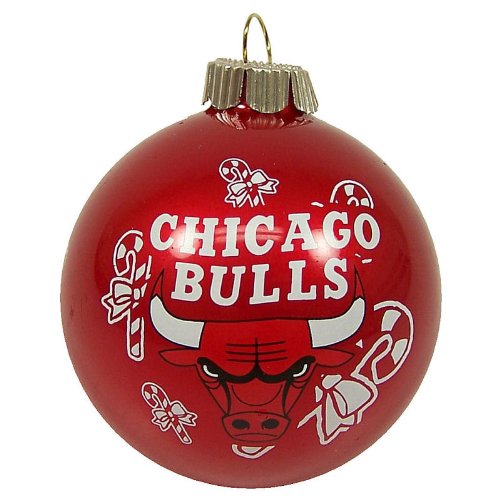CHICAGO BULLS OFFICIAL TEAM LOGO GLASS BALL CHRISTMAS ORNAMENT