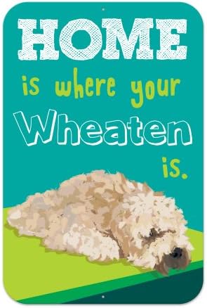 Bainbridge Farm Goods S1218033 Home is Where Your Wheaten is Yard Sign, 12-Inch by 18-Inch, Blue