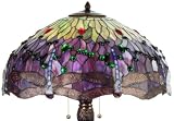 Meyda Tiffany 31112 Tiffany Hanginghead Dragonfly Collection 3-Light Table Lamp - Mahogany Bronze Finish with Dragonfly Stained Glass Shade