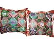 2 Green Orange Vintage Silk Sari Cushion Covers Zari Borders Brocade Pillow Cover 16"