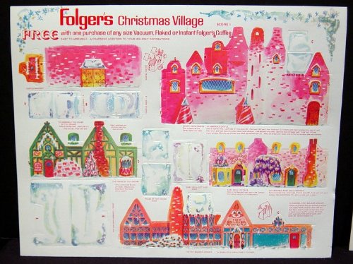 Vintage Folger’s Coffee Die Cut Christmas Village