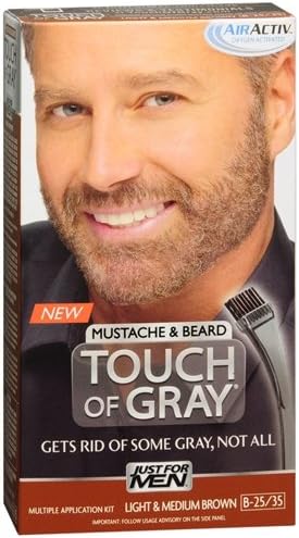 Just For Men Touch of Gray Mustache & Beard Hair Treatment, Light & Medium Brown B-25/35-1 ea