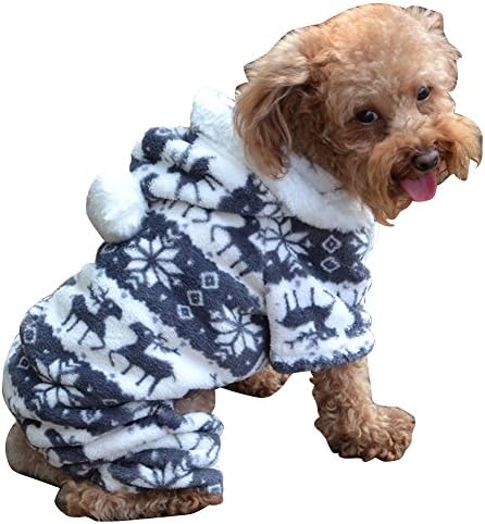 Christmas Deer Snowflae Dog Pet Hoodie Clothes Pet Jacket Coat Puppy Cat Costumes Winter (XXL, grey)