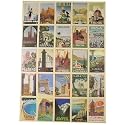 Italian Postcards Vintage Look Cavallini Papers Decorative Wrap, 20 by 28 inches, One