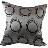 Silver and Black Circles 18"x18" Decorative Silk Throw Pillow Cover