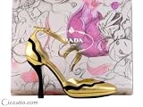 Prada Women's Gold and Black Fairy Heels Shoes