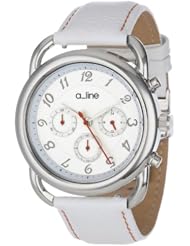 a_line Womens AL-80012-02-WH-SSET Maya Chronograph Silver Dial White Leather Watch