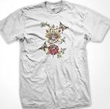 Free Soul Dagger Mens Tattoo T-shirt, Pierced Flower And Butterflies Old School Tattoo Style Design Mens Shirt, Large, Brown