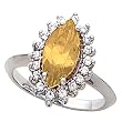 14K White Gold Precious Topaz and Diamond Ring
