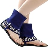 Pumpkin17 Studded Gladiator Flat Sandal BLUE