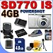 Canon Powershot SD770 IS (2601B001) 10.0MP 3x Optical Zoom Digital Camera (Silver) BigVALUEInc Accessory Saver 4GB NB6L Battery Bundle + MORE