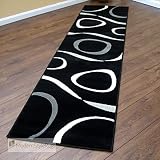 Retro Hoop Black Cream Home Designer Modern Hall Runner Rug