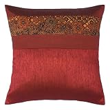 EXP Decorative Handmade Burgundy Floral Thai Silk Cushion Cover / Pillow Sham