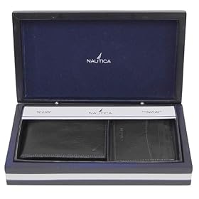Nautica Black Bi-Fold Wallet w/ Card Case Gift Set