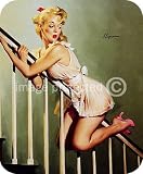 Look Out Below Vintage Gil Elvgren Pinup Art MOUSE PAD