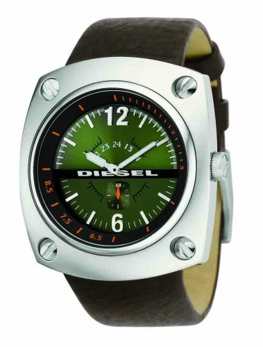 Diesel DZ1200 Brown Leather Strap Watch With Green Dial