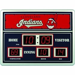 Cleveland Indians Scoreboard Clock Thermometer 14x19 ScoreBoard/Clock/Therm-Cleveland Indians - MLB Baseball Fan Shop Sports Team Merchandise