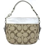 Coach Signature Zoe Shoulder Purse Bag Tote 12657 Silver