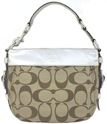 Coach Zoe Medium Signature Lt Khaki/ Platinum Shoulder Bag - 12657